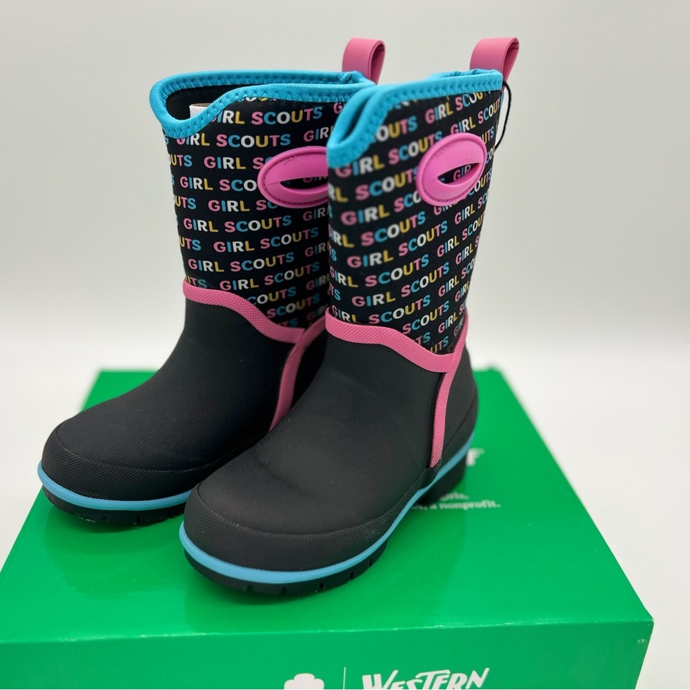 Western Chief Neoprene Cold Weather Boot Snow, Neon Girl Scouts Black, 9 Toddler